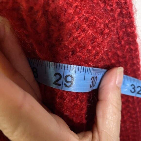 Vtg Moda INTL  Mohair Oversized Knit long Cardigan Sweater Sz Medium Red Women - Picture 6 of 7